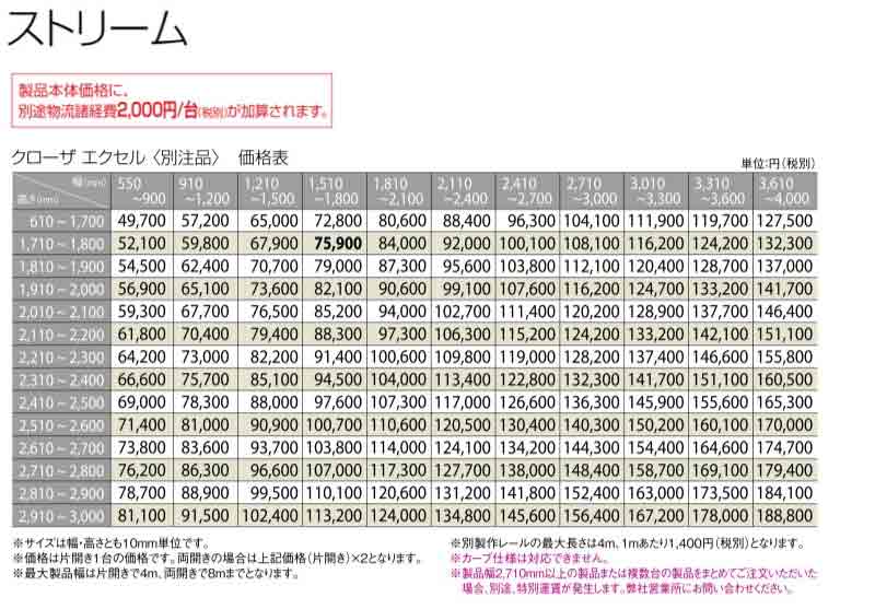 トーソー アコーデオンドアカタログ 価格表