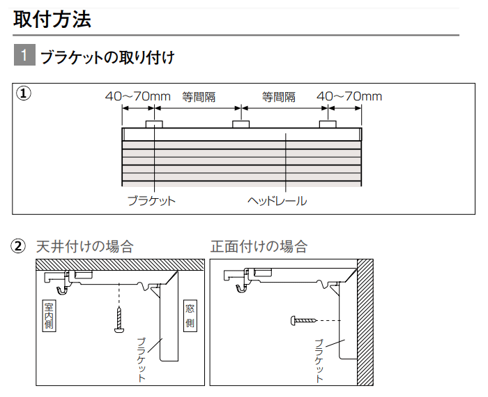 取付方法 天井付け 正面付け 本体の取付け