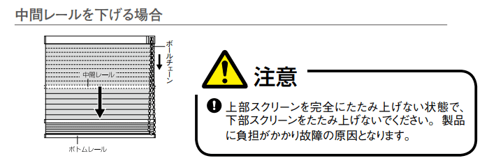 中間レール 下げる場合 注意
